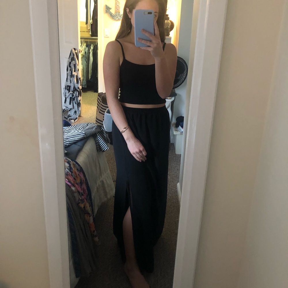 Forever 21 black voile maxi skirt